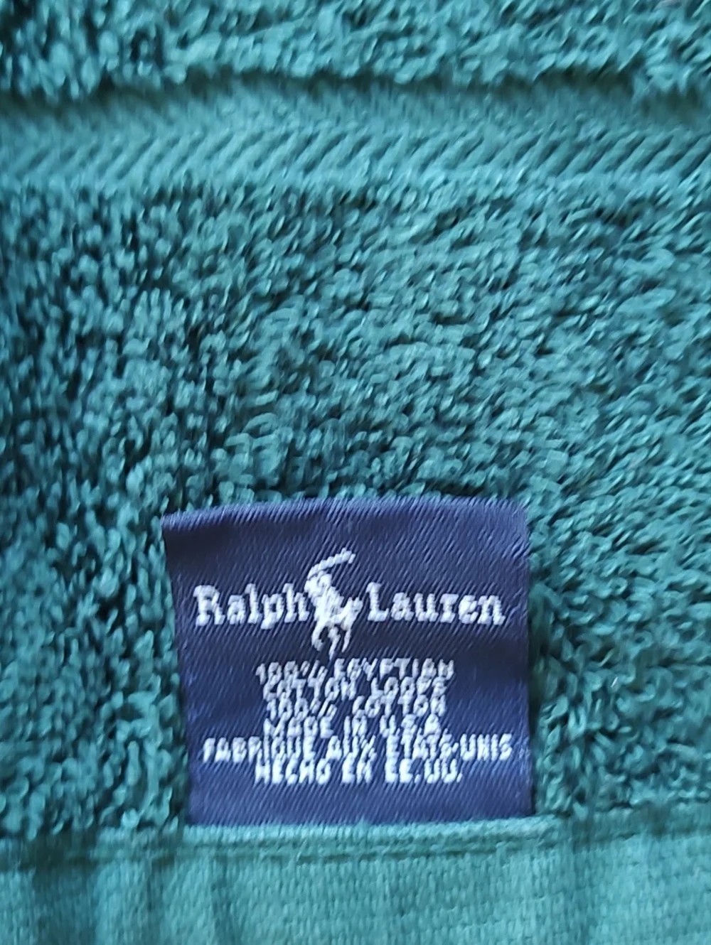 Ralph Lauren Vintage Green Cotton Hand Towels Set Of 2 Made In USA 90s